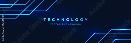 Technology background with blue color circuit board lines vector design