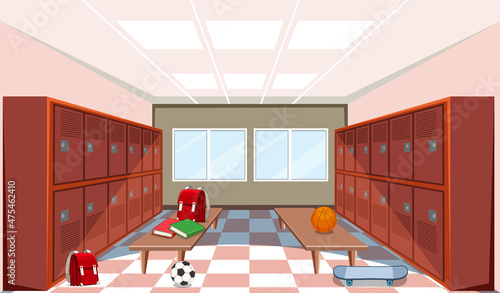 Interior of school locker scene