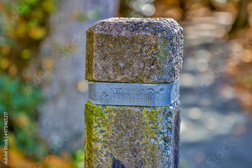 USA, Virginia, Shenandoah National Park, Trail marker for the Limberlost Trail and the White Oak Canyon Trail photo