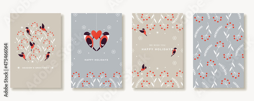 Holidays Card Set Of Christmas Bird