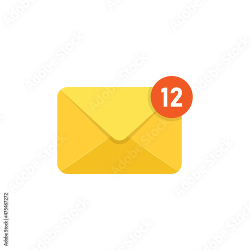 New incoming messages icon in flat style. Envelope with notification vector illustration on isolated background. Email sign business concept.