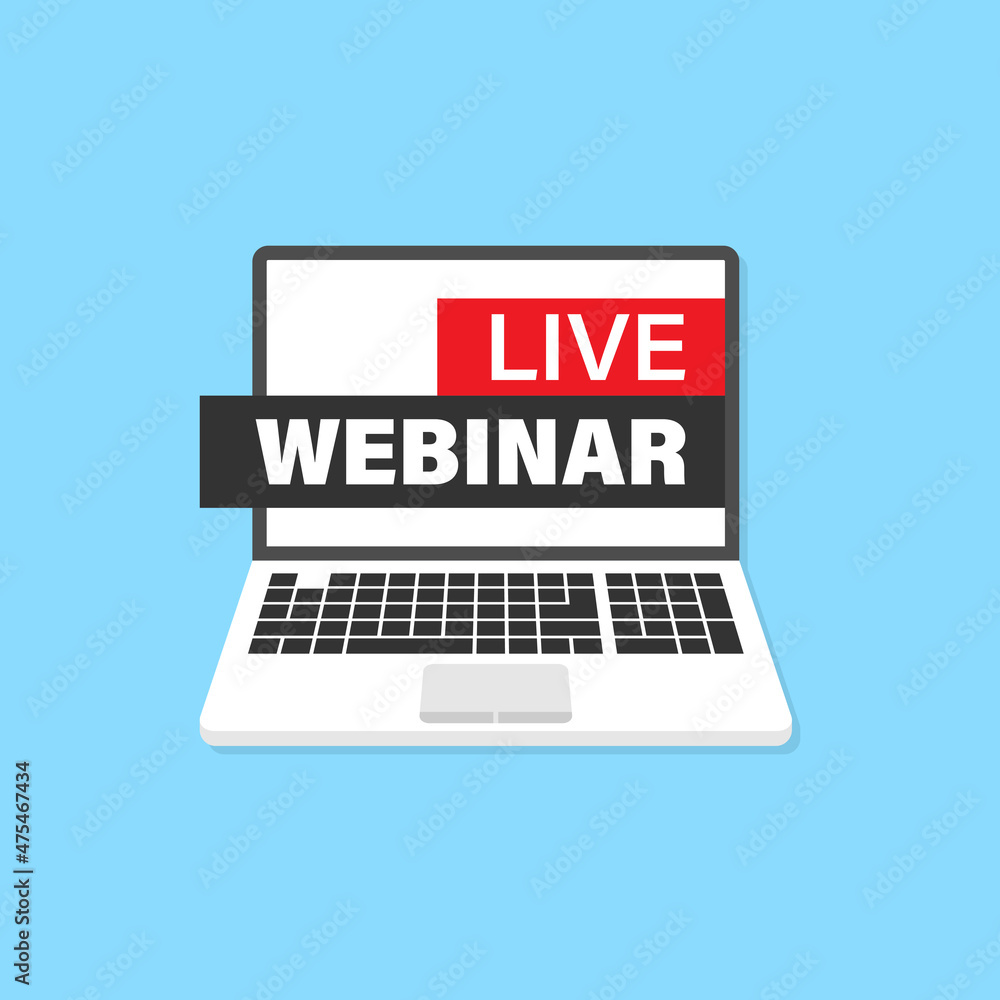 Live webinar icon in flat style. Online training vector illustration on isolated background. Conference stream sign business concept. Live webinar icon in flat style. Online training vector illustration on isolated background. Conference stream sign business concept.