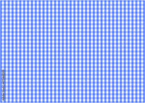 Gingham classic pattern in blue and white colours. Seamless vichy check plaid graphic for scarf, tablecloth, wrapping, packaging, or other modern summer fabric design. Trendy pattern for summer