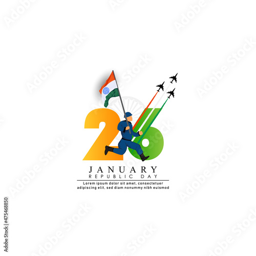 26 January-illustration of  Happy Republic Day of India celebration.