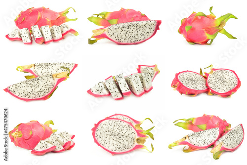 Group of dragon fruit on a isolated white background