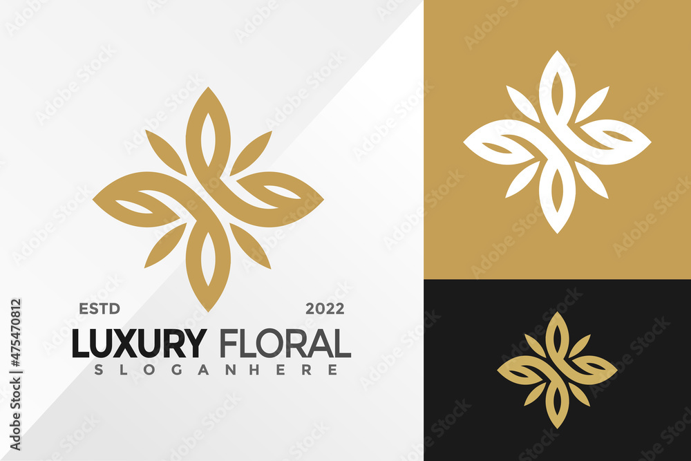 Luxury Floral Line Logo Design Vector illustration template