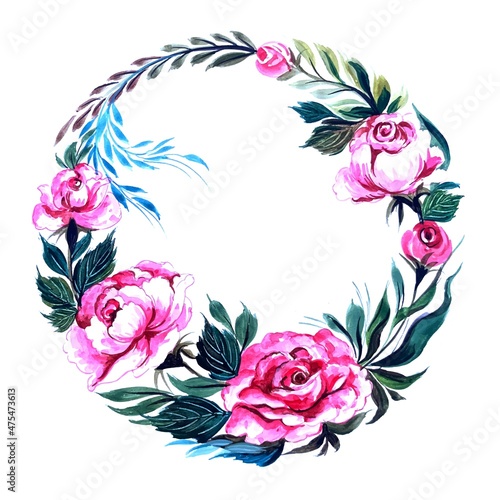 Decorative wedding circular floral design © Harryarts