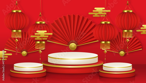 chinese new year display product showcase decorated design