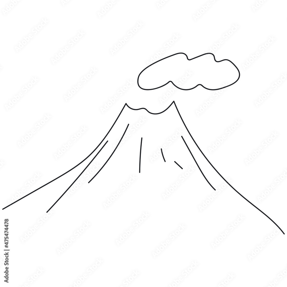 Volcano drawing outline vector illustration Stock Vector | Adobe Stock