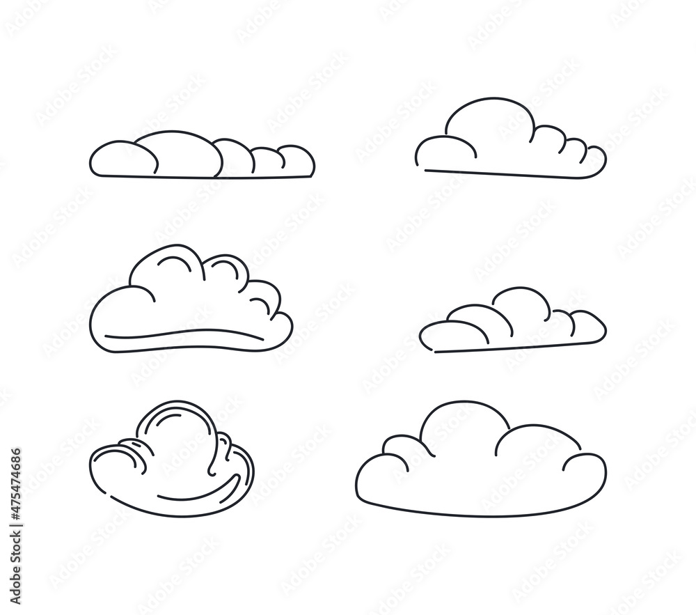 Naklejka clouds outline vector design elements set