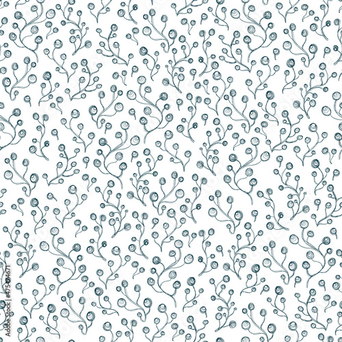 hand drawn Minimalist floral seamless pattern. floral pattern with one line flowers © Олеся Волкова