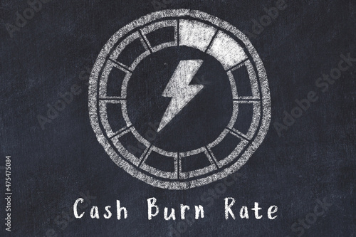 Chalk drawing of low energy indicatior. KPI concept, low Cash Burn Rate photo