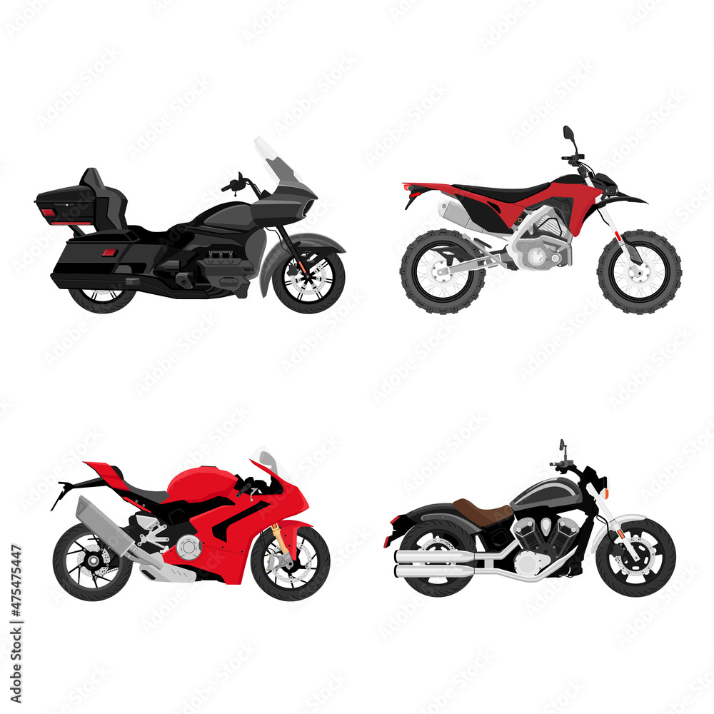 Obraz premium Motorbike set. Motor transport detail sports road moto collection
