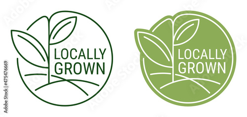 Locally grown stamp in thin line