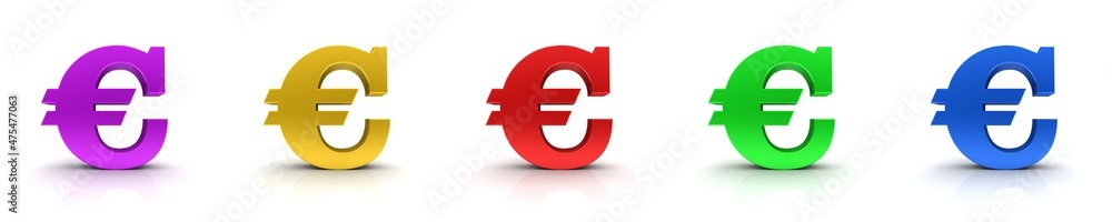 € sign Euro symbol red green blue golden yellow pink colored european currency icon 3d rendering in high resolution isolated on white background € sign Euro symbol red green blue golden yellow pink colored european currency icon 3d rendering in high resolution isolated on white background