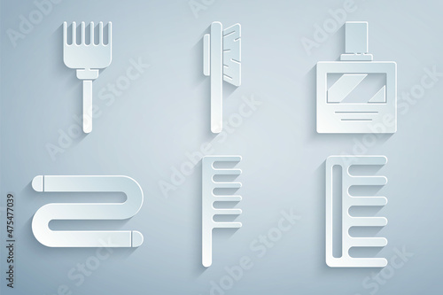 Set Hairbrush, Aftershave, Towel, and icon. Vector
