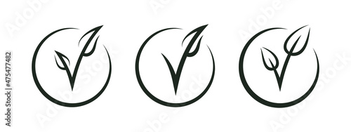 Vegan symbol. Vegan label with check mark