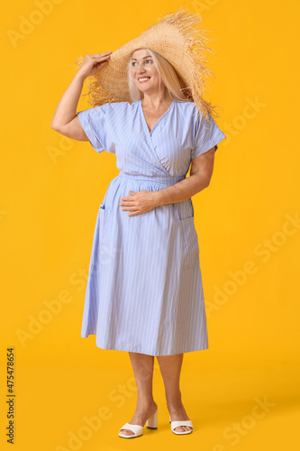 Fashionable mature woman in...