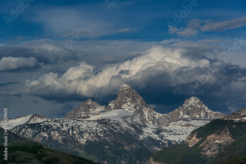 Clouds over Grand and Middle Teton and Mount Owen from the West