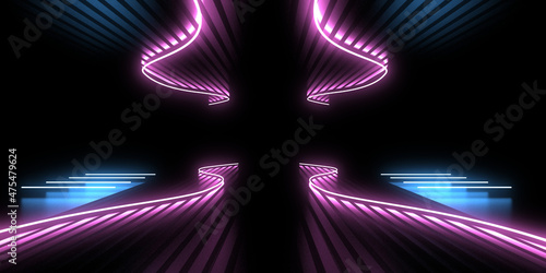 Fotografie 3D abstract background with neon lights