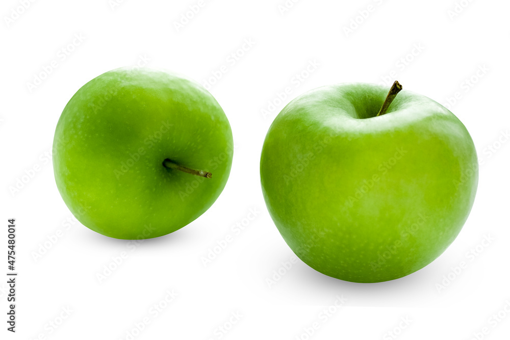 Two juicy green apples isolated on a white background. Two juicy green apples isolated on a white background.