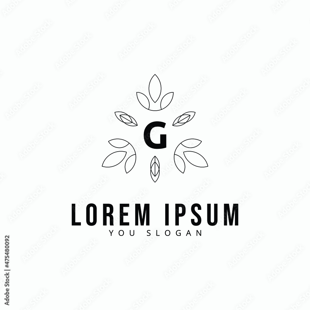 Fototapeta premium Creative vintage monogram logo with floral frame