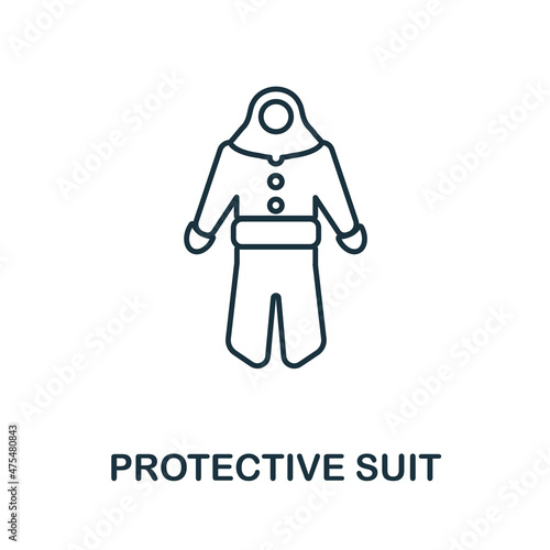 Protective Suit icon. Line element from bioengineering collection. Linear Protective Suit icon sign for web design, infographics and more.
