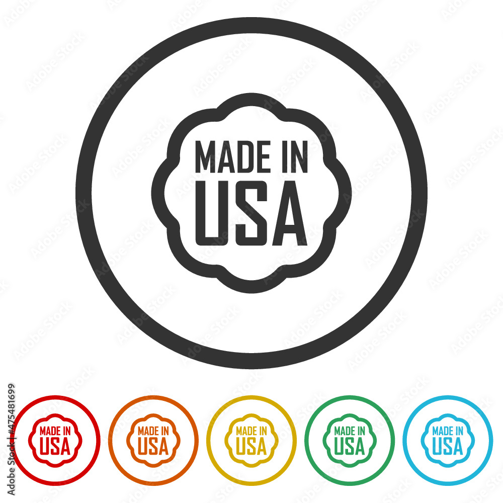 Made in USA simple icon isolated on white background, color set Made in USA simple icon isolated on white background, color set