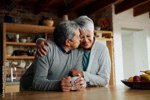 Bild auf Leinwand Happily elderly biracial couple enjoying retirement
