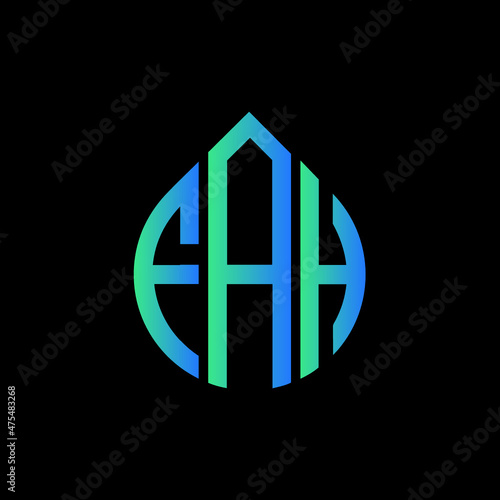 FAH letter logo design on black background. 
FAH circle letter logo design with ellipse shape.
FAH creative initials letter logo concept.FAH logo vector.  photo