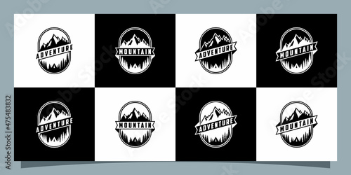 Set of Vintage Adventure and mountain logo design template