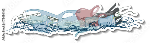 Plastic waste pile on white background