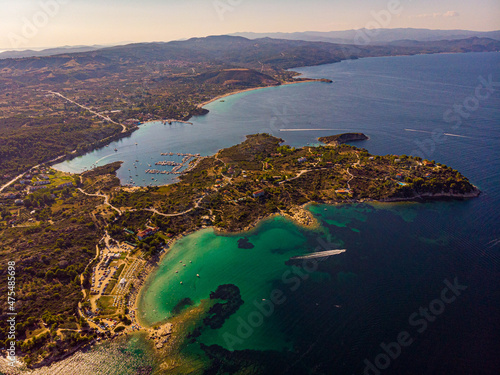 Aerial view of land and the sea -beautiful Lagonisi in Greece photo