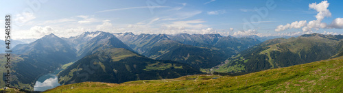 Panoramic view from the austria alps during summer day against sky