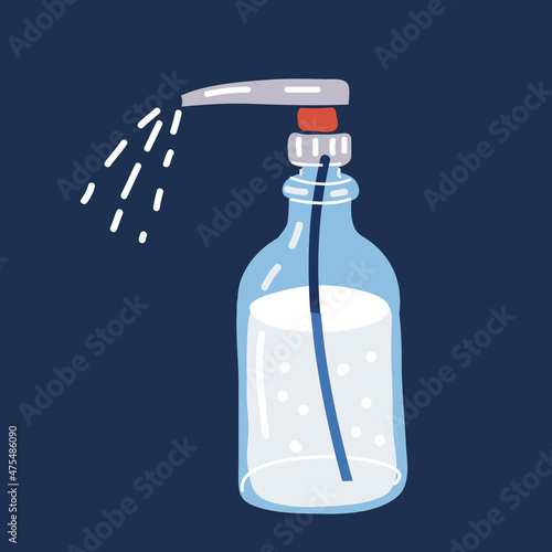 Cartoon vector illustration of Hand sanitizers. Alcohol rub sanitizers kill most bacteria, fungi and stop some viruses such as coronavirus. Hygiene product. Sanitizer bottle