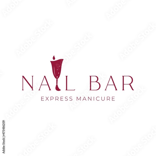Nail bar Express manicure logo with nailpolish in shape of wine glass.