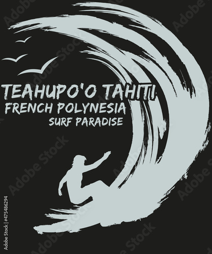 Teahupoo Tahiti French Polynesia Surf Paradise T-shirt Design