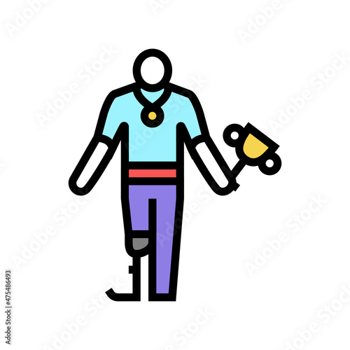 championship winner handicapped athlete color icon vector. championship winner handicapped athlete sign. isolated symbol illustration