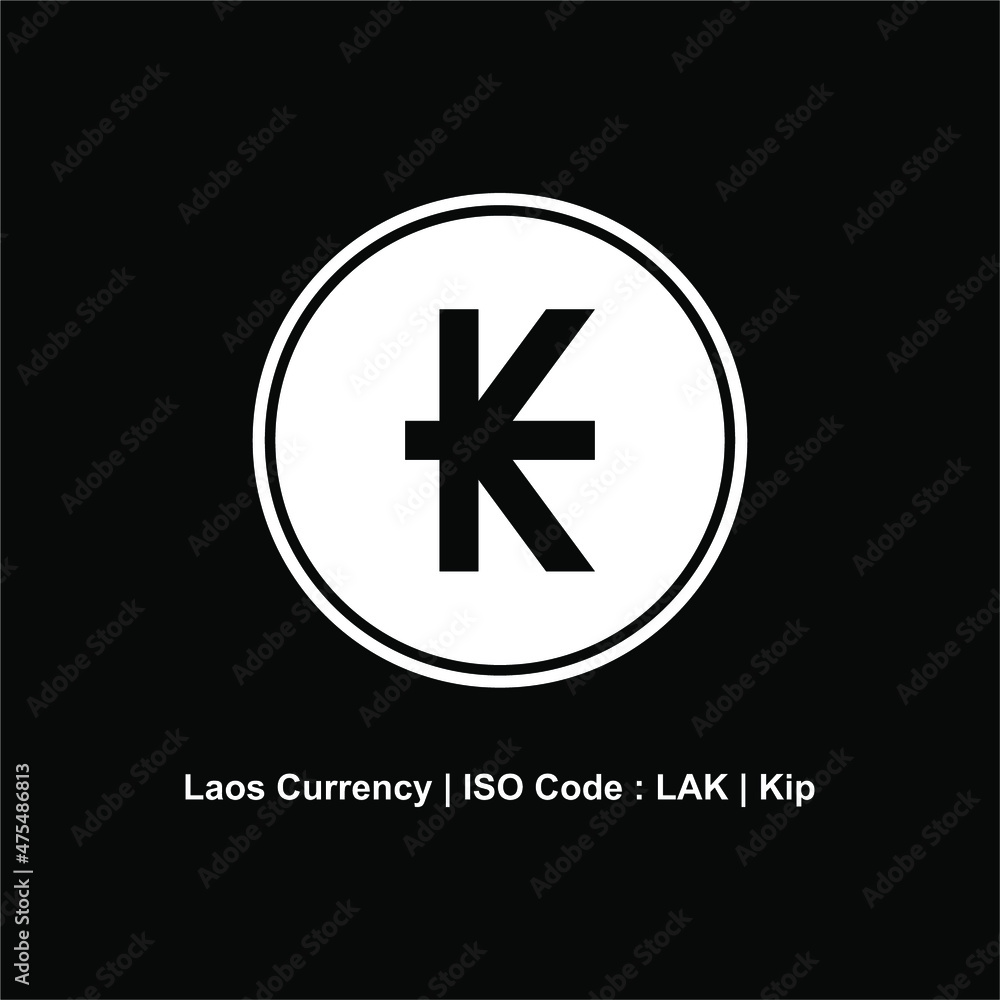 Laos Currency Icon Symbol With Iso Code. Vector Illustration Laos Currency Icon Symbol With Iso Code. Vector Illustration