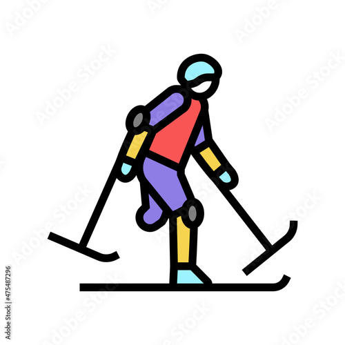 skiing handicapped athlete color icon vector. skiing handicapped athlete sign. isolated symbol illustration