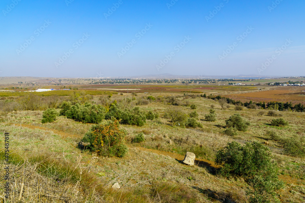 Golan Heights landscape, and the Syrian border Golan Heights landscape, and the Syrian border