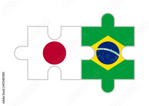 puzzle pieces of japan and brazil flags. vector illustration isolated on white background
