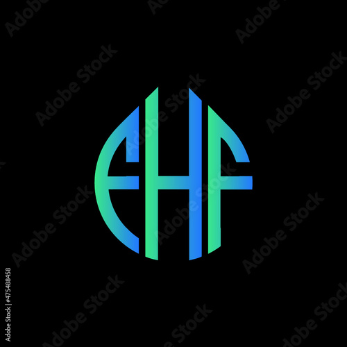 FHF letter logo design on black background. 
FHF circle letter logo design with ellipse shape.
FHF creative initials letter logo concept.FHF logo vector.  photo