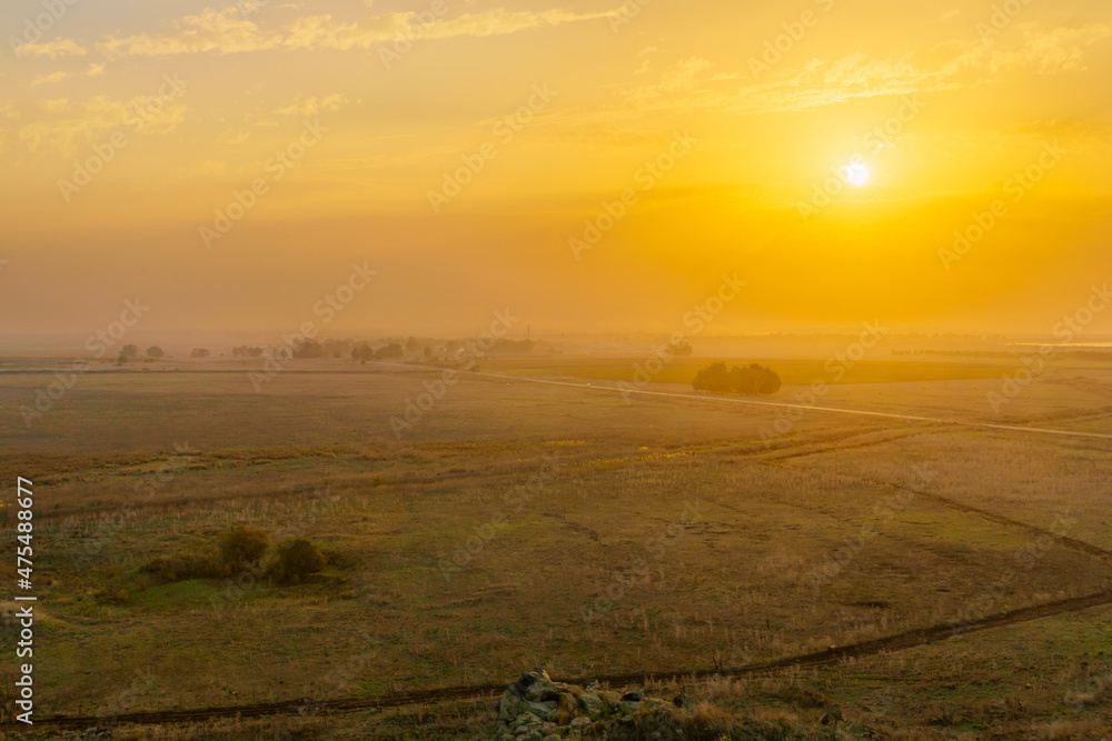 Obraz premium Sunset view of the Golan Height landscape