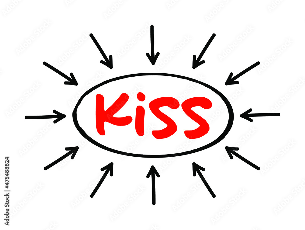 KISS - Keep It Super Simple acronym text with arrows, concept for presentations and reports KISS - Keep It Super Simple acronym text with arrows, concept for presentations and reports