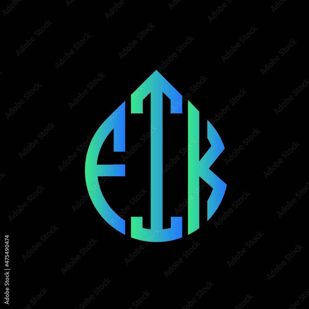 FIK letter logo design on black background. FIK circle letter logo ...