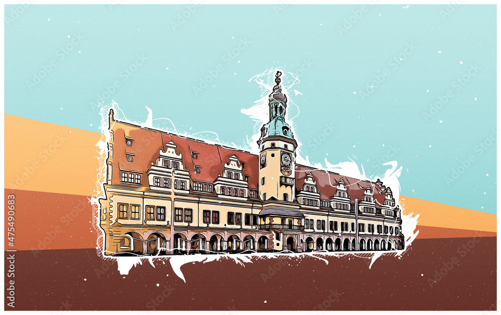 Grafik Altes Rathaus Leipzig