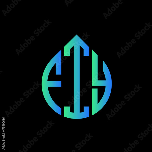 FIY letter logo design on black background. 
FIY circle letter logo design with ellipse shape.
FIY creative initials letter logo concept.FIY logo vector.  photo