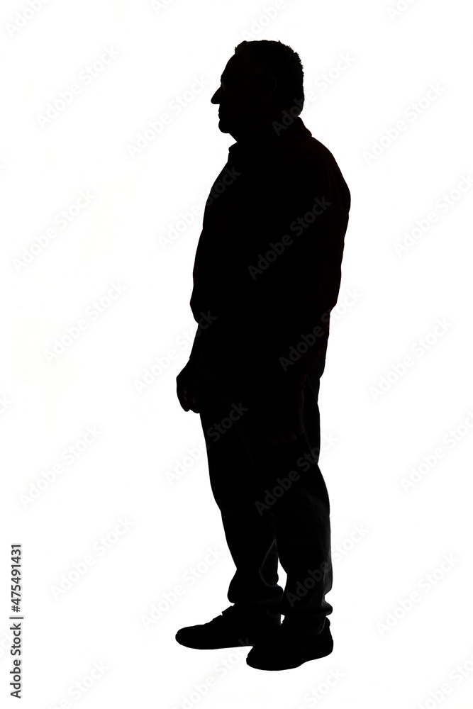 silhouette of a senior man on white backgound silhouette of a senior man on white backgound