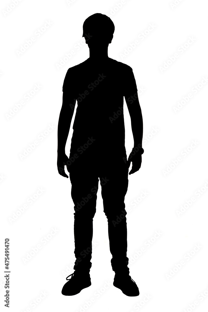 portrait of a teenage front view on white background